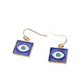 Gold Tone Blue Enamel Evil Eye Necklace and Hook Earring Options view 5