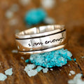 Antique Silver Spinner Band Ring I Am Enough Engraved Metal view 1