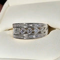Silver Three Row Geometric Band Ring Square Clear CZ view 3