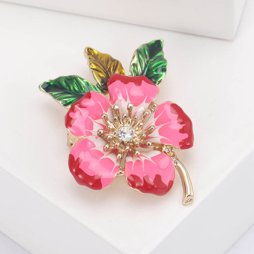 Enamel Flower Brooch displayed at an angle