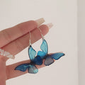 Blue Butterfly Drop Earrings with Clip or Hook Options view 4