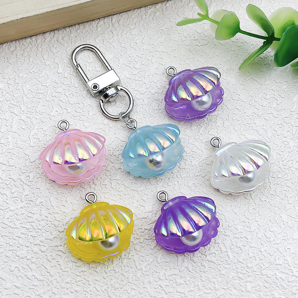 Color Plated Resin Pearl Shell Charm Pendant for DIY Bracelet Necklace Earrings Jewelry