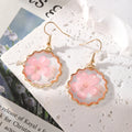 Pink Pressed Flower Resin Earrings Gold Hooks 8 Style Mix view 8