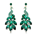 Aqua Green Peacock Crystal Five Designs Metal Dangle Earrings view 6