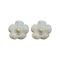 White Flower Pearl Clip On And Stud Earrings With Decorative Details view 5