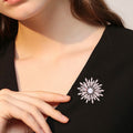 Radiating Crystal Petal Flower Brooch with Pearl Center view 2