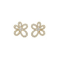 Crystal Outline Flower Stud Earrings in Silver and Gold view 5