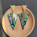 Abalone Shell Triangle Drop Earrings Gold Stud Posts 2 Styles view 1