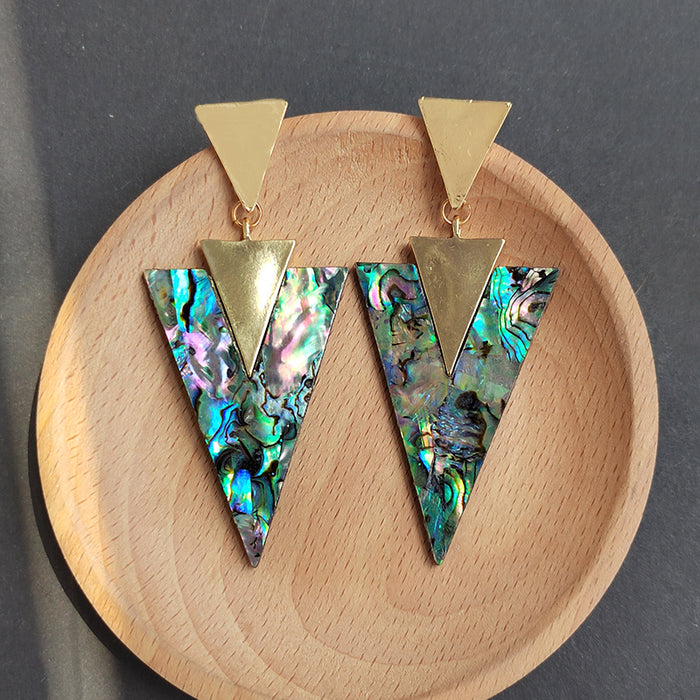 Abalone Shell Triangle Drop Earrings Gold Stud Posts 2 Styles
