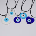 Black Cord Round and Heart Glass Evil Eye Pendant Necklaces view 1