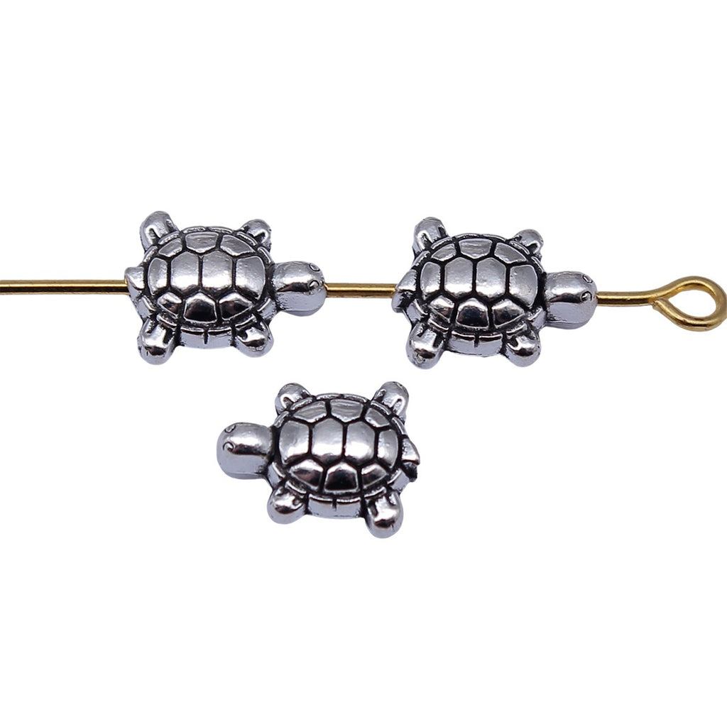 9.7x7.7x4.5mm 0.78g Antique Silver Zinc Alloy Turtle Small Hole Double Sided Beads for Bracelet Necklace DIY Making