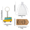 Yellow School Bus Wood Print Keychain Blue Windows view 2