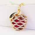 Apple Keychain With Rhinestone Lattice, Split Ring And Lobster Clasp view 2