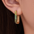 Gold U Hoop Pavé Zircon Earrings Multi Color Sizes view 4
