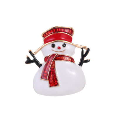 Front product view of the snowman brooch pin in red and gold