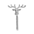 Silver Deer Head Brooch Chain Tassel Fringe Pin Metal view 6