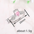 White Gold Pink Heart Angel Wing Finger Ring Sizes 6-10 view 4