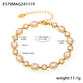 Starry Oval Halo Zircon Chain Bracelets Gold Steel view 9