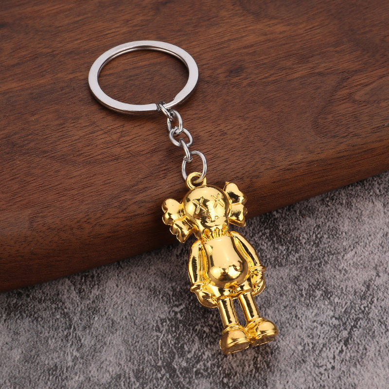Cute Figure Metal Keychain with Bell Car Key Ring and Bag Charm