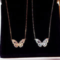 Pave Butterfly Pendant Necklace Rose Gold Silver Alloy view 3
