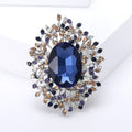 Large Oval Crystal Leaf Halo Brooch Six Center Colors view 4