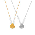 Shell Pendant Necklace With Imitation Pearls Gold Or Steel view 5