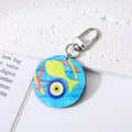 Silver Tone Round Printed Evil Eye Clip Keychains in Eight Designs view 3