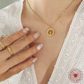 Gold Tree of Life Round Pendant Necklace Cutout Disc view 3
