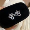 Crystal Outline Flower Stud Earrings in Silver and Gold view 6