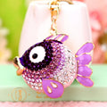 Upgraded Jeweled Round Fish Keychains in Five Pictured Colors view 10