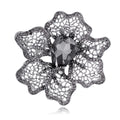 Black Flower Openwork Crystal Six Designs Metal Brooch Pin view 1