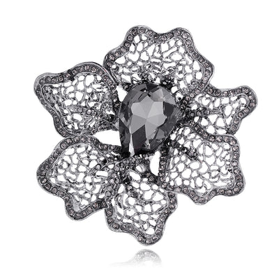Front product view of an antique style ring with black diamonds