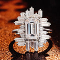 Silver Tone Emerald Cut Crystal Statement Ring Statement Jewelry view 2