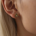 Gold Tone Snowflake Stud Earrings Set With Zircon Stones view 4