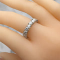 Silver Tone Heart Crystal Eternity Style Ring Statement Jewelry view 4