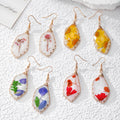 Wire Wrapped Diamond Dried Flower Resin Earrings 4 Styles view 1