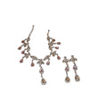 Silver Tone Pink Branch And Teardrop Crystal Necklace And Earrings view 5