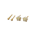 Gold Crystal Flower Ball Stud Earring Four Piece Set view 5