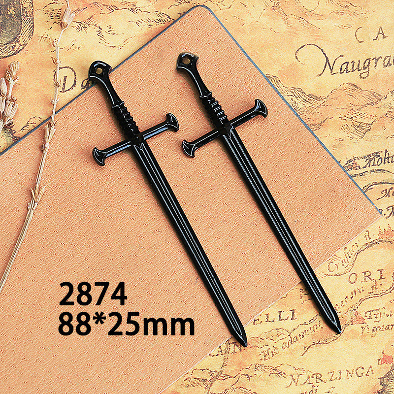 Vintage Dark Cross Wing Sword Alloy Charm Pendant