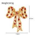 Ribbon Bow Crystal Metal Brooch Pin 7 x 8.5 cm for Jackets and Lapels view 2