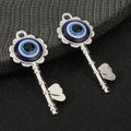Evil Eye Key Shaped Charm Pendant Silver-Tone Alloy Heart Detail view 1