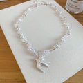 Hammered Swallow Drop Earrings And Crystal Bead Necklace view 8