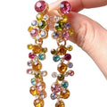Multicolor Crystal Vine Drop Earrings with Reflective Details view 5