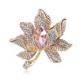 Blue Gold Tone Lotus Sculpted Crystal Three Designs Metal Brooch Pin view 7