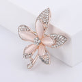 Five Petal Crystal Flower Brooch in Silver or Peach view 3