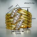 Wide Layered Diagonal Pave Ring In Gold And Silver Tones view 4