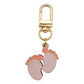 Blue Pink Wooden Baby Feet Keychain Gold Lobster Clasp view 7