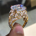 Oversized Oval Solitaire Filigree Wide Ring In Three Metal Tones view 7