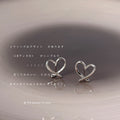 Open Heart Outline Stud Earrings Silver Gold Metal Options view 6