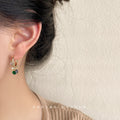 Gold-Tone Zircon Tassel Dangle Huggie Hoop Earrings view 2